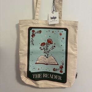 Indigo Cream “The Reader” Canvas Tote